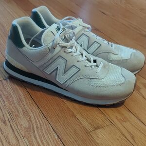 New Balance Men's Beige and Dark Green Sneakers